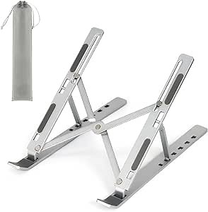Laptop Stand for Desk, Aluminum Alloy-Laptop, 6-Level Adjusment, Ventilation and Heat Dissipation, Sturdy and Durable, Silver (8-16”)