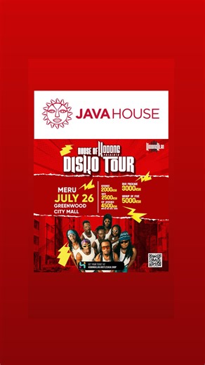 6.5K views · 15 reactions | Join us TODAY, July 26th at Greenwood City Mall Meru, @javahouseafrica , weka foundation and get ready for an unforgettable night of music, energy, and exclusive experiences  at @kodongklan ‘s Disco Tour TONIGHT! And guess what? @_kinoti__ is in the building!Java House is fueling the vibes! You CANNOT afford to miss out! #javalove | Java House | Facebook