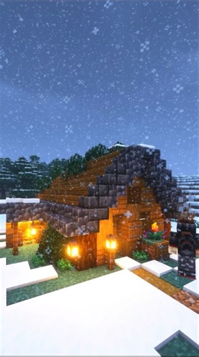 Building this Cosy Winter House seconds 👀🏡| #minecraft #minecraftbuild #minecrafthouse