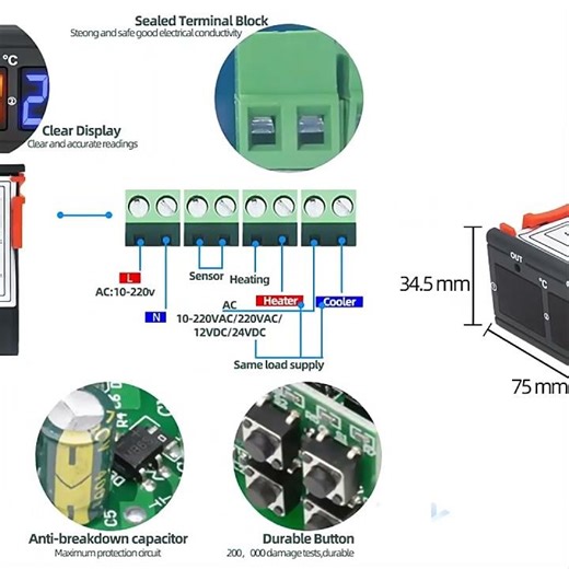 STC-3028 Dual Digital Thermostat Temperature Humidity Control