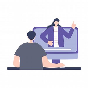 Download online training, teacher explain a student in computer video, education and courses learning digital for free