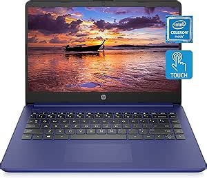 HP 14 Laptop, Intel Celeron N4020, 4 GB RAM, 64 GB Storage, 14-inch HD Touchscreen, Windows 11 Home, Thin & Portable, 4K Graphics, One Year of Microsoft 365 (14-dq0050nr, Indigo Blue)