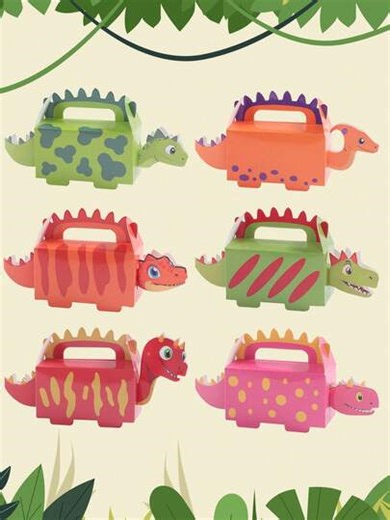 6pcs Colorful Cartoon Dinosaur Candy Boxes,Dinosaur Theme Birthday Party Decoration,Cute Jungle Dinosaur Pattern Gift Box,Gift Packaging Box,1st Birthday Party Supplies,Gift Kids Dino Party Favor Boxes For Birthday, Baby Shower,Gender Reveal, Candy Goodie Bags, Dinosaur Theme Party Decorations | SHEIN