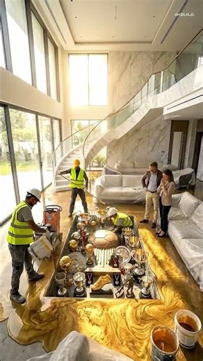 ⚽ Football Trophy Room Epoxy Floor 🏆🔥 #footballaesthetic #epoxydesign