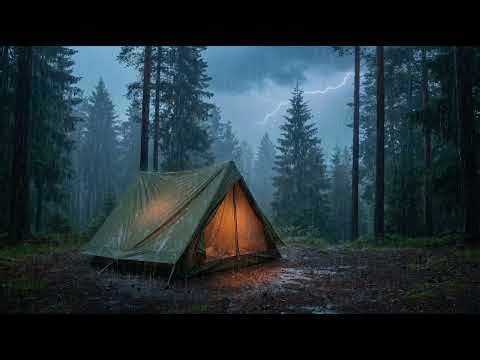 Heavy Rain on Tent with Distant Thunder | 12 Hours Camping Rain NO ADS