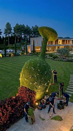 Billionaire's Spilled Vintage: Installing a Giant Two-Toned Topiary #shorts
