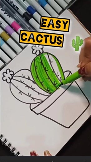 EASY Cactus Drawing 🌵 | 13 Sec Cute Art Tutorial #Shorts