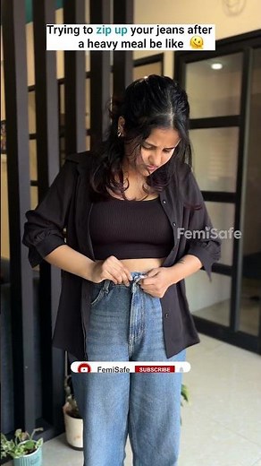 A real battle with food baby be like...🥹 | FemiSafe #femalewellness #food #bloating #girlproblems