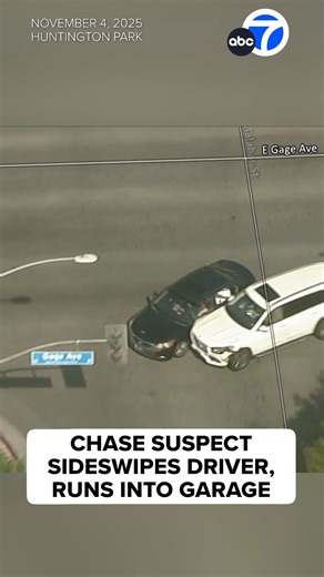 513K views · 3.5K reactions | A robbery suspect led police on an erratic and dangerous chase, during which he crashed into an innocent driver at a Huntington Park intersection before running into a residential neighborhood and ducking into an open garage. https://abc7.la/47zEo5j | ABC7 | Facebook