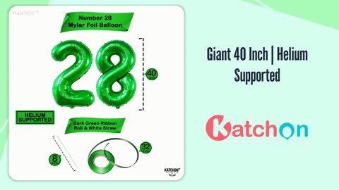 KatchOn, Dark Green 28 Balloon Number - 40 Inch | Dark Green 28 Birthday Balloons, 28th Birthday Decor for Men, Women