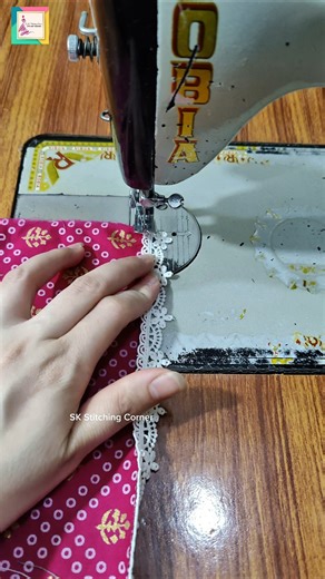 Two-Sided Lace Edge Stitching🪡🧵#sewingtips #lacework #sewinghack #diyfashion #sewingreels