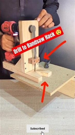 How to Make a Mini Bandsaw Using a Drill | Genius Woodworking Hack! #shorts