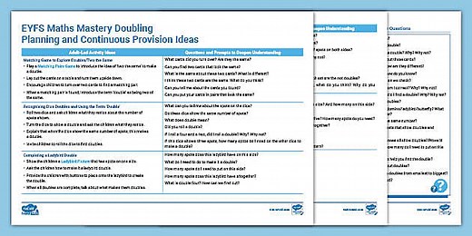 EYFS Maths Mastery Doubles to 10 Planning and Continuous Provision Ideas