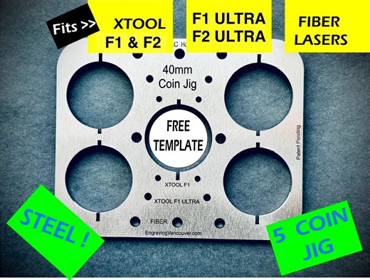 40mm Coin Jigs for XTOOL   FIBER - Fits F1/F2, Both Ultras fiber Lasers (all-in-one!) Steel Won't Melt! - Free Templates (XCS, Lightburn) - Etsy