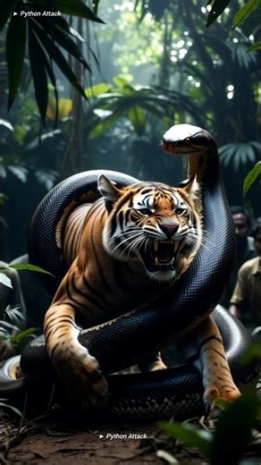 The tiger now has no way to escape from the python. #snake #usa #unitedstates #america #shorts