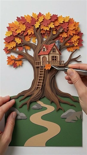 Paper Tree Comes to Life 🌳 | Satisfying Cardstock Art ASMR #shorts