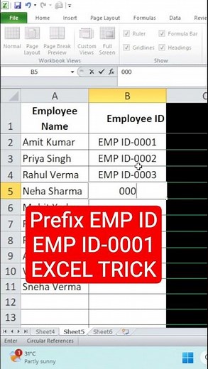 Excel Ctrl+1: EMP ID-0001 #shorts #ytshorts #youtubeshorts #excel