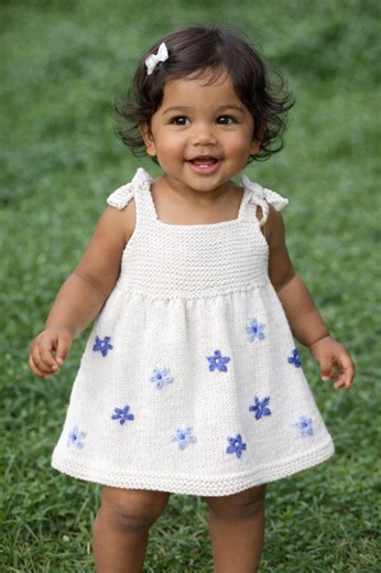 Flower Embroidered Knit Baby Dress Pattern | 12-18M to 5Y (PDF Pattern) - Etsy UK
