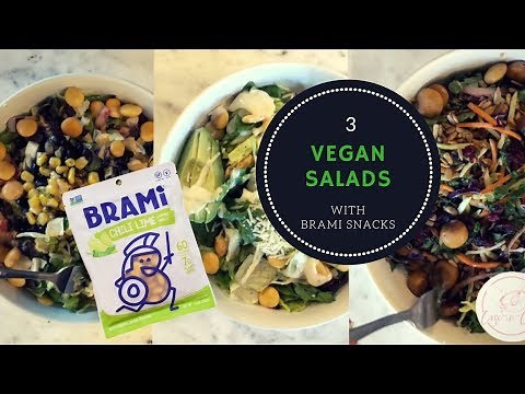 3 VEGAN Plant-Based SALAD RECIPES using BRAMI LUPINI BEAN Snacks! | GENIUS BAKING