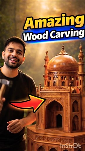 Amazing Mosque Wood Carving From Tree Log! 😲 | Anowar Artist AI #shorts