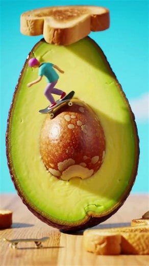 Giant popcorn volcano| Avocado skatepark| 3D Animation videos stories and entertainment