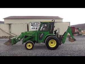 2001 John Deere 4200 Compact Tractor Loader Backhoe Cab Heat 4X4 John Deere 47 Backhoe For Sale