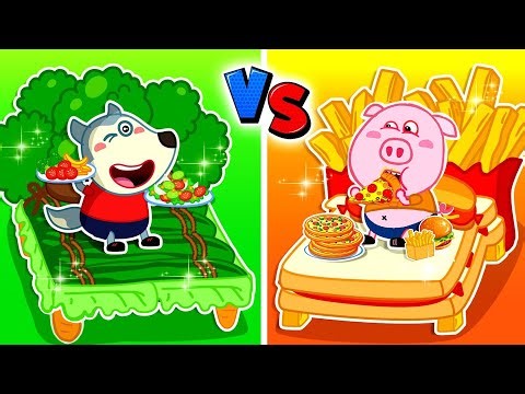 Wolfoo vs Piggy: Healthy Food vs Junk Food Challenge🍎🍔Shadow Veil