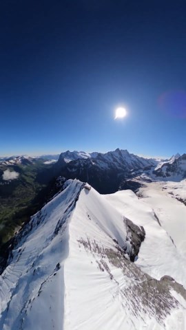 Flying past the hut on The Eiger