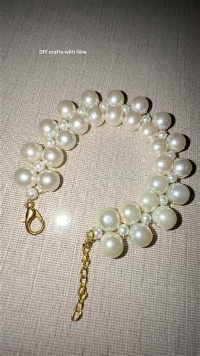Pearl beads bracelet making at homes. #diy #handmade #jewellery #youtubeshort