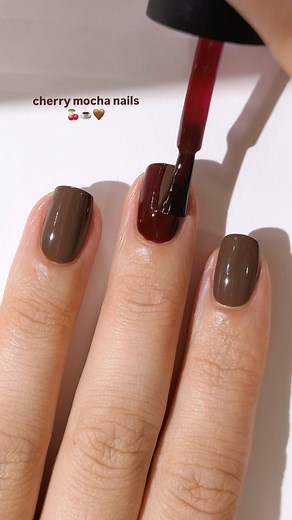 Dana - Nail Inspo on Instagram: "do you like layering polish? or prefer a single color 🤔 these looked amazing - so creamy with lots of depth 🍒🤎 using 2 shades from @chinaglazeofficial (commissioned video): ☕️ Give Me S’more ♥️ Drastic . . . #cherrymochanails #nailvideos #nails #uñas #nailideas #nailinspo #naildesigns #diynails #nailtrends #satisfying #nailhacks #fallnails #autumnnails #rednails nail inspo natural nails fall nails autumn nails nail art tutorial nail designs 2024 nails inspirat