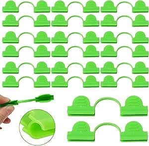20pcs 8mm Greenhouse Clamps Garden Hoops, Plant Film Clips, Garden Shading Pipe Clips, Netting Tunnel Hoop Clips, for Season Plant Extension Support and Frame Shelter, Green, Double Head