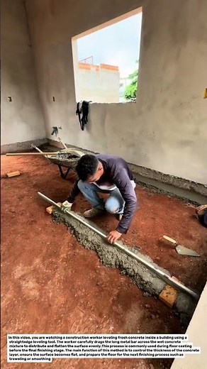 Manual Concrete Floor Leveling Using Straightedge Tool | Construction Work Education.