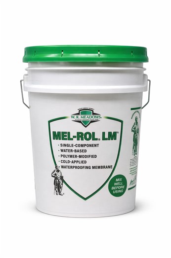 W.R. Meadows MEL-ROL LM Single-Component Water-Based Polymer-Modified Cold-Applied Waterproofing Membrane – 5 Gallon Pail