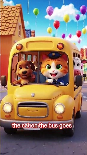 The animals on the bus (Cat, Dog, Cow) #theanimals #wheelsonthebus #trending #travelcat