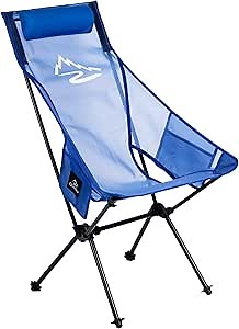 Lightweight High Back Folding Camping Chair with Carry Bag - Portable, Compact, and Sturdy for Outdoor Adventures, Beach, Fishing, Hiking, Picnic, Travel (Blue)