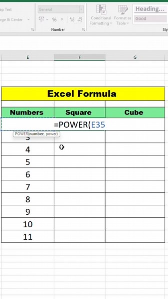 Excel Formula I Square & Cube I #excel #excelformula #msexcel