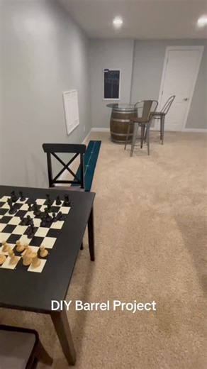 Thingsyourhouseneeds on Instagram: "DIY Barrel Table. Might paint a checker board on here for a holiday upgrade. #diy #oldschoolgames #barrelprojects #handydad"