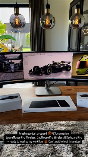 LearnSOLIDWORKS.com on Instagram: "Fresh gear just dropped 😍 @3dconnexion SpaceMouse Pro Wireless, CadMouse Pro Wireless & Keyboard Pro — ready to level up my workflow 🔥 Can’t wait to test this setup! #solidworks #cadlife #3dconnexion #cadmouse"