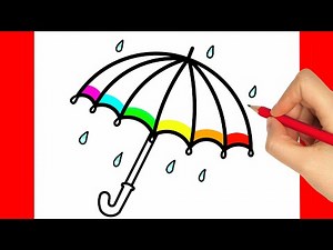Regenschirm zeichnen lernen einfach schritt für schritt für anfänger & kinder 2