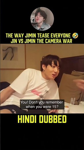the way jimin and jin fighting for camera 🤣 and jk enjoying them Hindi dubbed #bts