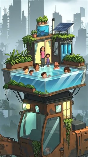 A Family Survival Home on an Excavator | Post-Apocalyptic Vertical Living