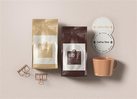 Minimal Coffee Label Set for Café Rebrand | Editable Pouch Labels, Business & Loyalty Cards, Stickers, Invoice Template – Canva - Etsy