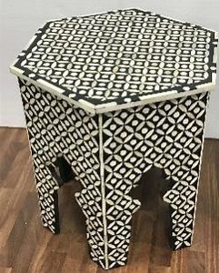 Polished 5-10 Kg Bone Side Table Hexagon, For Office, Hotel, Home at USD 120 / Piece in Delhi