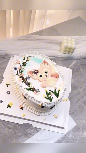 Butter cream frosting hand-painted cake design #cake #cakeart #cakedesign #trendingreels#trendingnow #viralcake #art #artist #buttercream #tutorial #asmr #facebook #hidamaricooking #reels | HidaMari Cooking