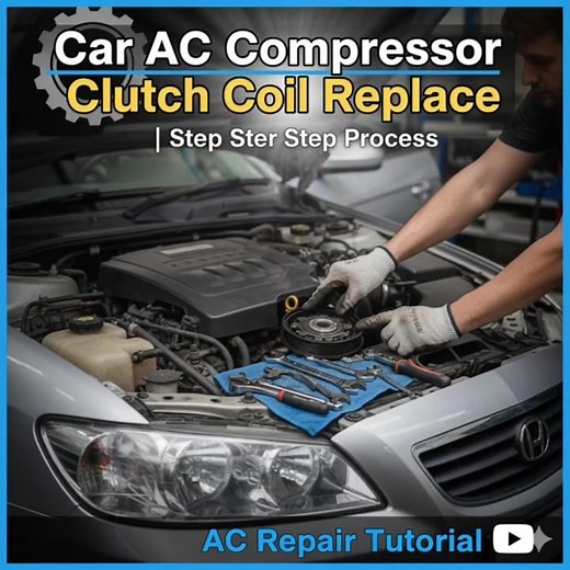 Car AC Compressor Clutch Coil Replace | Step by Step Process | #vindhyarefrigeration #ytshorts