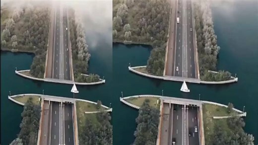 The 'reverse bridge' of the Netherlands stuns the internet - Watch viral video