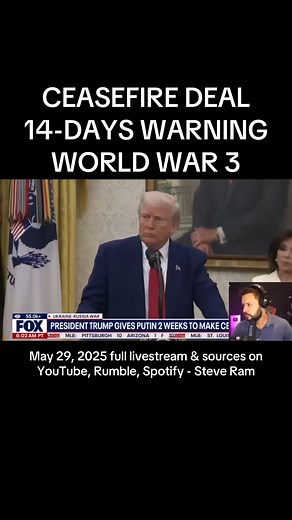1.5M views · 10K reactions | WARNING & WORLD WAR 3 (May 29, 2025 full livestream & sources on YouTube, Rumble, Spotify - Steve Ram) #worldwar3 #ww3 #news #trump #russia #breakingnews #steveram #fyp #fy | STEVE RAM News | Facebook