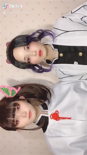 いざ鬼退治👹🔪 #鬼滅の刃コスプレ #栗花落カナヲ ▶︎自分 #胡蝶しのぶ ▶︎【@okakiiiii 】#胡蝶姉妹 #コスプレ初心者#低クオごめんなさい #反転注意 #コスプレ #宅コス