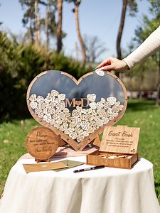 Personalized Wedding Guest Book Heart Shaped Wooden Guest Book Alternative Rustic Wedding Ceremony Decoration Welcome Table Decor - Etsy