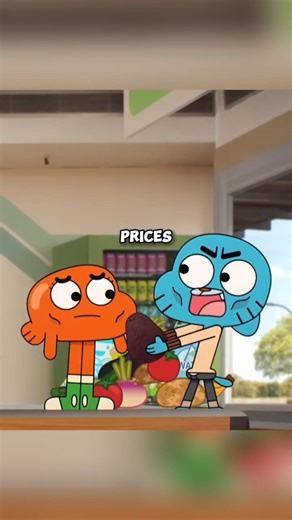 Gumball and Darwin eat healthy